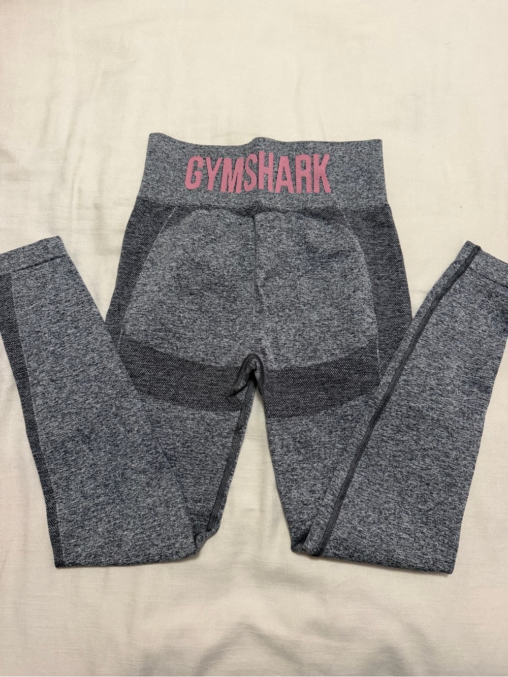 New Gymshark Grey Seamless Leggings with Pink Logo women's M